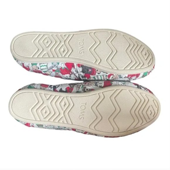 Toms Christmas Dogs Sweaters 6.5 Shoes - Shearling Lined Holiday Slip On - Picture 3 of 4